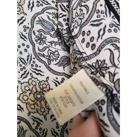 Max Studio Womens L Kimono Top Floral Boho Gray Yellow Open Front 3/4 Sleeve - Picture 6 of 6